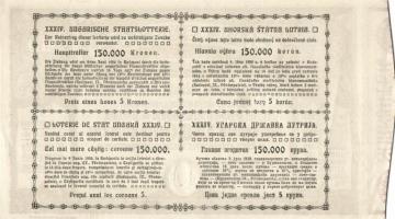 1920. "34. Magyar Állami Sorsjáték" sorsjegy 5K T:I-