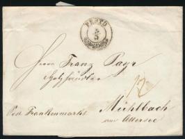 ~1830 Portós levél "PESTH" - "FRANKENMARKT" - Mühlbach am Attersee, ~1830 Unpaid cover "PESTH" - "FRANKENMARKT" - Mühlbach am Attersee