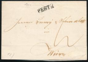 1841 Portós levél "PESTH" - Wien, 1841 Unpaid cover "PESTH" - Wien