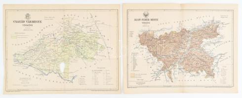 cca 1890-1900 62 db vármegye térkép a Pallas Nagy Lexikonából, vegyesen, mappában, 30x24 cm