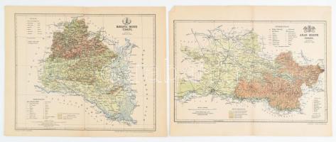 cca 1890-1900 62 db vármegye térkép a Pallas Nagy Lexikonából, vegyesen, mappában, 30x24 cm