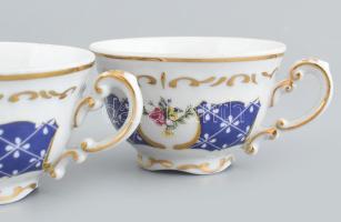 Zsolnay Marie Antoinette mintás mokkás csésze 5db, alj, 6db, jelzett, minimális kopásokkal