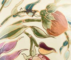 Zsolnay virág mintás áttört kaspó. Kézzel festett, jelzett (Halász Imréné), hibátlan. d:19 cm, m:17 ...