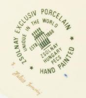 Zsolnay virág mintás áttört kaspó. Kézzel festett, jelzett (Halász Imréné), hibátlan. d:19 cm, m:17 ...