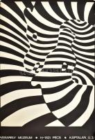 1977 Pécs, Vasarely Múzeum kiállítási plakátja (zebrák), feltekerve, lapszéli sérülésekkel, 84x59 cm