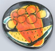 Györgyey Zsuzsa: Retró gyümölcsös tányér. Jelkzés nélkül, hibátlan, d: 19,5 cm