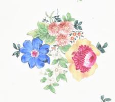 Ungvár virágmintás sültes tál, kézzel festett porcelán, 19, sz. második fele, korának megfelelő kopá...