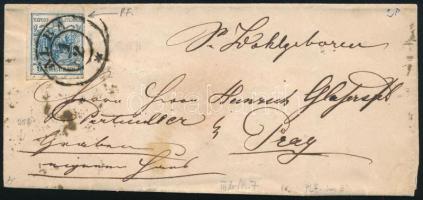 ~1853 9kr HP III lemezhibás bélyeg levélen ALBA - Prágába
