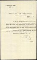 1925 Előléptetési okmány irodista részére Scitovszky Béla (1878-1959) a nemzetgyűlés elnöke saját kezű aláírásával hajtva