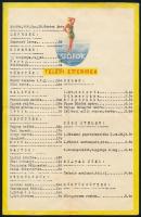 1942 Siófok Telepi éttermek étlapja június 26. hajtásnyommal 25 cm