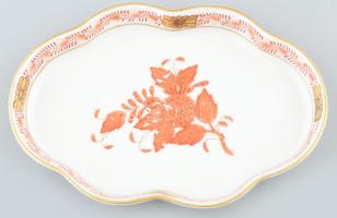 Herendi Apponyi mintás porcelán tálka. Kézzel festett, jelzett, hibátlan. 14x9 cm