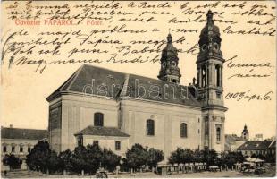 1909 Pápa, Fő tér, templom, piac