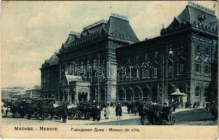 1908 Moscow, Moscou; Maison de ville / city hall, horse-drawn carriages (EK)