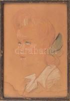 Olvashatatlan (Roda?) jelzéssel: Masnis lány portréja, 1944. Pasztell, papír. Foltos. Üvegezett, kopott fakeretben, 31,5×23 cm