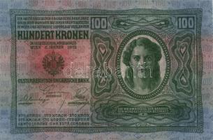 1912. 100K piros "Magyarország" körbélyegzővel T:II+ Csak egyszer hajtva!