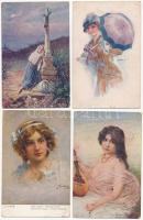 44 db RÉGI művész képeslap vegyes minőségben / 44 pre-1945 art postcards in mixed quality