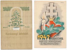 2 db RÉGI karácsonyi üdvözlő képeslap vegyes minőségben / 2 pre-1945 Christmas greeting postcards in mixed quality