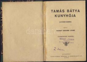 1928 Harriet Beecher Stowe: Tamás bátya kunyhója című ifjúsági regény, Budapest, Tolnai Nyomdai Műintézet és Kiadóvállalat Rt. kiadásában, 32 képpel, újrakötve