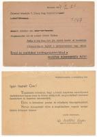 2 db RÉGI magyar reklám és propaganda képeslap: Magyar Kommunista Párt Központi Hadifogoly Tudakozó ...