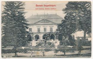 1908 Nagymihály, Michalovce; Gróf Sztáray Sándor kastélya. Leporellolap 10 képpel: Landesman Vilmos gőzmalma és villanytelepe, gyógyszertár, Aranybika szálloda, stb. Landesmann B. kiadása / castle. leporellocard with 10 pictures: steam mill and power plant, pharmacy, hotel, etc. (EK)