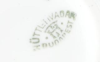 Hüttl Tivadar porcelán kiöntő, monogramos, m: 10 cm + nem hozzávaló, monogramos alj, d: 15 cm. Kézze...