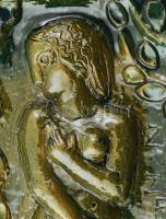 Tavaszy Noémi (1927-2018): Zsuzsánna és a vének, festett mázas fali kerámia, jelzett, jó állapotban,...