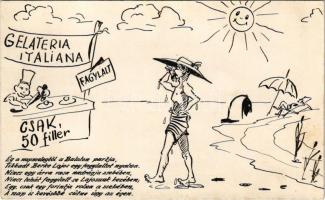 Balatonlelle, Berke Lajos és a fagylalt. Kézzel rajzolt, Standard 37. szoba kiadása