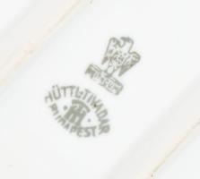 Aquincum-Hüttl Tivadar porcelán sültes tál. Kézzel festett, jelzett, kopásnyomokkal, 38x23 cm