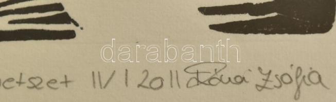 Rónai Zsófia (?-): Szóda. Gipszmetszet, papír, jelzett, plexiüvegezett fakeretben. 14,5x9,5 cm