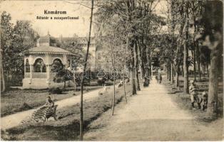 1914 Komárom, Komárno; Sétatér a zenepavilonnal / promenade, music pavilion (EK)