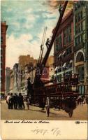 1907 New York, firefighters, hook and ladder in action