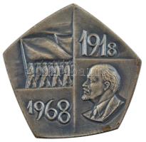 1968. 1918-1968 / MSZMP Központi Bizottsága Agitációs és Propaganda Osztálya ezüstpatinázott bronz plakett (75x78mm) T:2