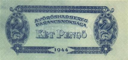 1944. 2P "V.H." jobbra tolódott alapnyomattal, látványos lemezhibákkal és festéktöbblettel...