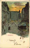 1899 (Vorläufer) Gruss aus Wien, Graben. Kosmos S.V. litho / Bécs s: Árpád Basch (EB)