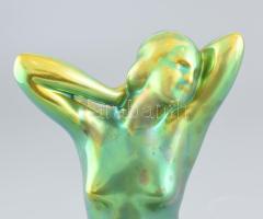 Zsolnay eozin mázas akt szobor, jelzett, hibátlan, m: 25cm