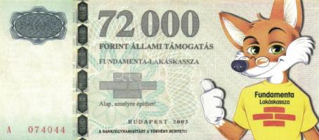 DN "Fundamenta Lakáskassza" reklámpénze 72.000Ft (2x) T:I