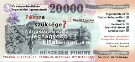 DN "BB Credit Center" reklámpénze 20.000Ft-os mintájára (2x) T:I