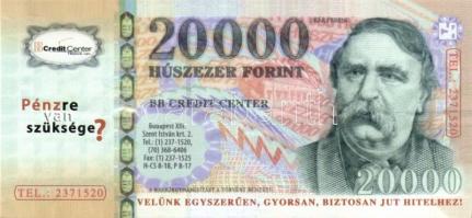 DN "BB Credit Center" reklámpénze 20.000Ft-os mintájára (2x) T:I