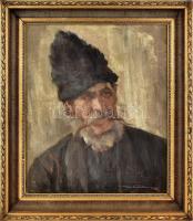 Kiss Farkas Imre (?-?), működött 1920-40 körül: Portré. Olaj, vászon. Jelzett. Dekoratív fakeretben. 60×50 cm