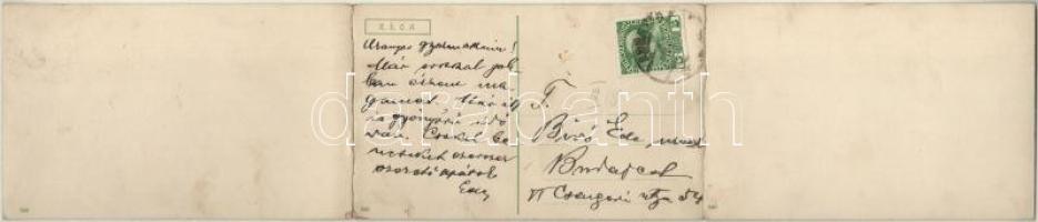 Abbazia, Opatija; 3-részes kihajtható panorámalap / 3-tiled folding panoramacard