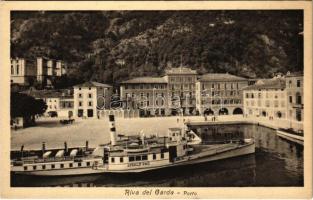 Riva del Garda (Südtirol), Porto, Hotel Europa / port, steamship, hotel and café (EK)