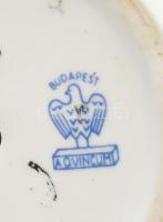 Aquincumi porcelán fésülködő akt, 2 db. Kézzel festett, jelzett, hibátlan, m: 23 cm