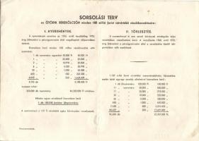 1954. "Ötödik Békekölcsön" nyereménykölcsöne 100Ft-ról (3x) egymásutáni sorszámokkal