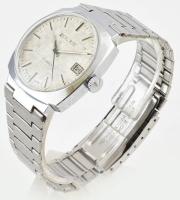 Poljot automata karóra dátum funkcióval, szép kockás számlappal, fém szíjjal, jó állapotban d: 36 mm