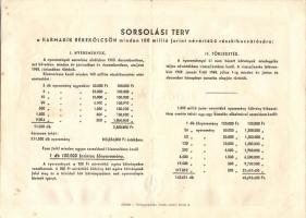 1952. "Harmadik Békekölcsön" nyereménykölcsöne 200Ft-ról (3x) egymásutáni sorszámokkal