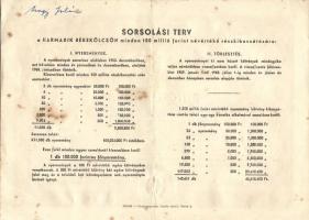 1952. "Harmadik Békekölcsön" nyereménykölcsöne 200Ft-ról (3x) egymásutáni sorszámokkal