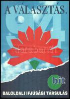 cca 1994-98 Baloldali Ifjúsági Társulás politikai propaganda plakát. Lapszéli szakadásokkal, hajtásnyomokkal, 40×28 cm.