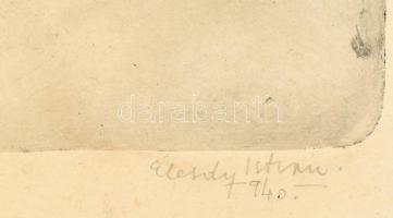 Élesdy István (1912-1987): Régi római házak, 1940. Rézkarc, papír, jelzett, foltos. Üvegezett fakere...