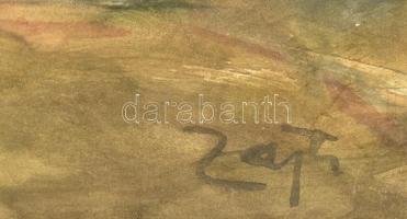 Zajti Ferenc (1886-1961): Erdőrészlet. Akvarell, kréta, papír, jelzett. Üvegezett fakeretben, 43×61 ...