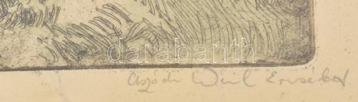 Aszódi Weil Erzsébet (1901-1976): Győri halászok. Színezett rézkarc, papír, jelzett, számozott (14/1...